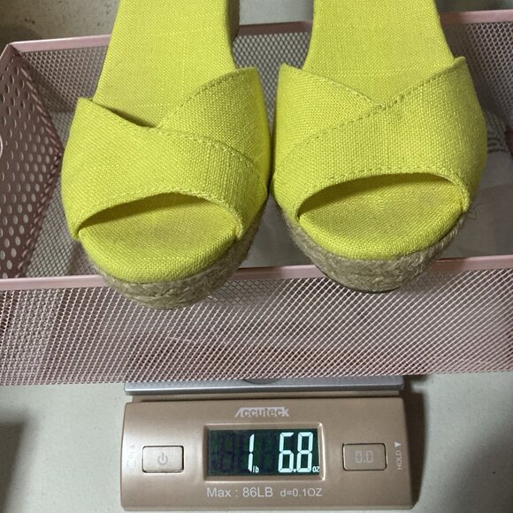 Toms Womens Wedge Sandals Sz 8.5 Yellow Espadrilles Open Toe Platform Vacation - Picture 12 of 12